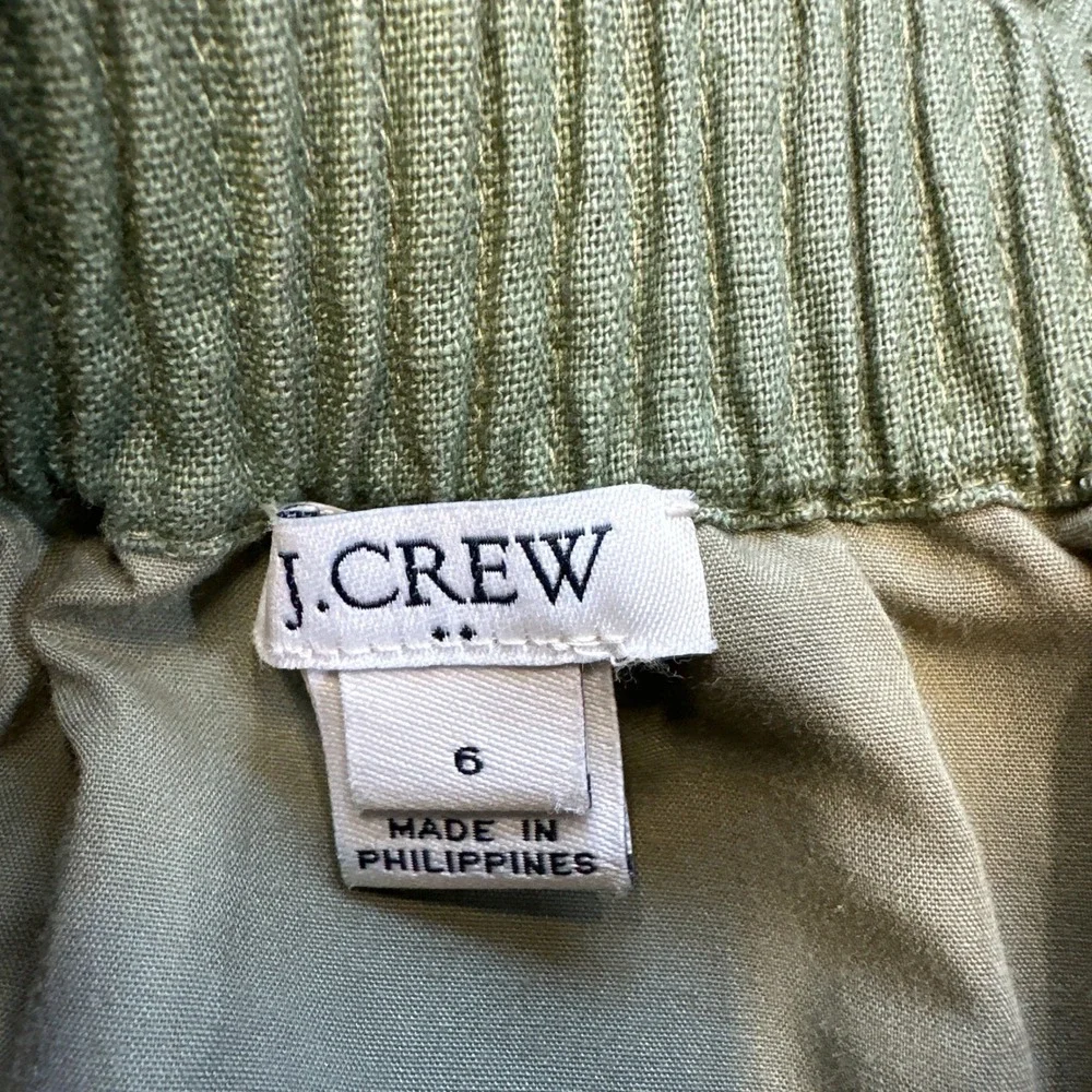 Coastal Linen Blend Scalloped Hem‎ Olive Mini Skirt size 6 Preppy Resort
